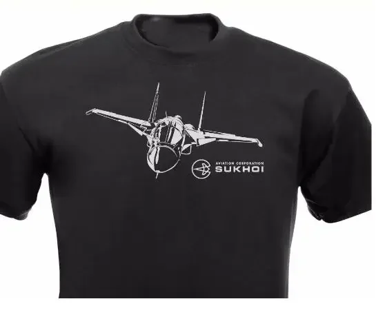 Cotton T Shirt Men Summer Family T-Shirt Sukhoi Su-34 Syrien Russian Airplane Bomber make Tee Shirts