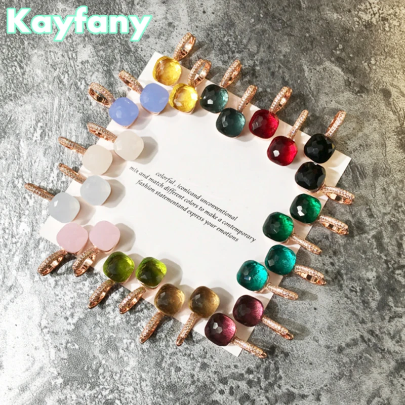 

Pomellato Earrings Candy Style Crystal Drop Earring 30colors Rose Gold Plated Earrings Women Fashion Jewelry Gift