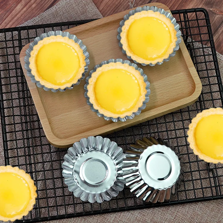 10Pcs/Set Egg Tart Molds Stainless Steel Cupcake Mold Thickened Reusable Cake Cookie Mold Tin Kitchen Baking Tool Cake Molds