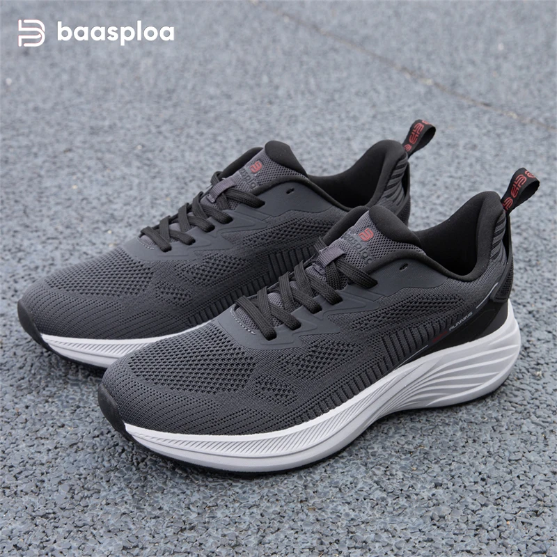 Baasploa Men Casual Sneakers Fashion Lightweight Running Shoes Lace-Up Male Comfort Breathable Sport Shoes Platform Non-Slip