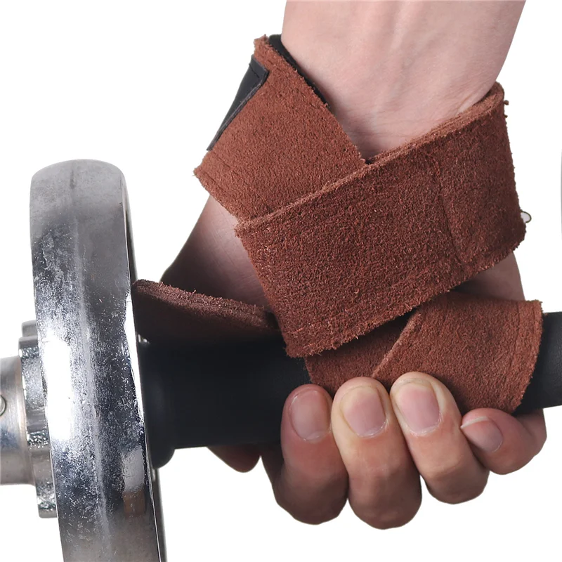 Cowhide Lifting Straps Deadlift Gym Wrist Straps with Neoprene Cushioned Wrist Padded for Gym Weightlifting Strength Training