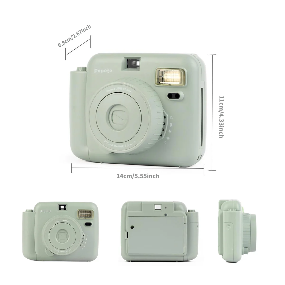 Popoto Instant Camera With 10 Instant  Films Mini Portable Instant Print Built in Flash Auto(Not include Battery)Exposure