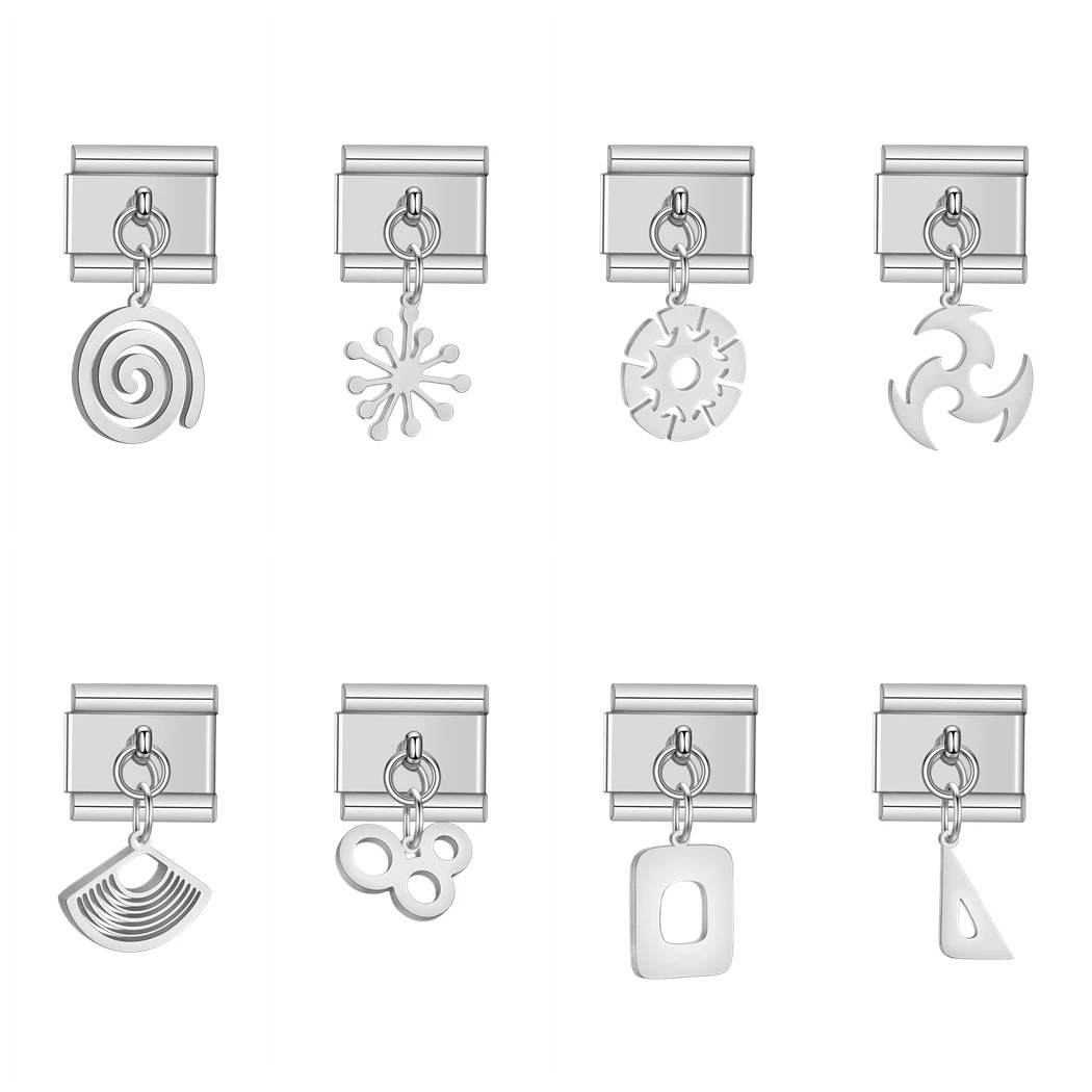 Popular Original Women Girls Geometric Charm Links Fit 9mm Bracelet Stainless Steel Jewelry DIY Modular Bracelets Making