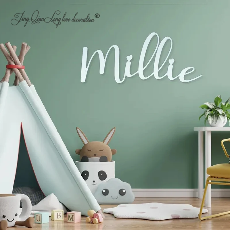 Personalised Wooden Name Sign Custom Nursery Wall Art Baby Room Decor Kids Bedroom Handmade Wood Letters Name Plaque Unique Baby