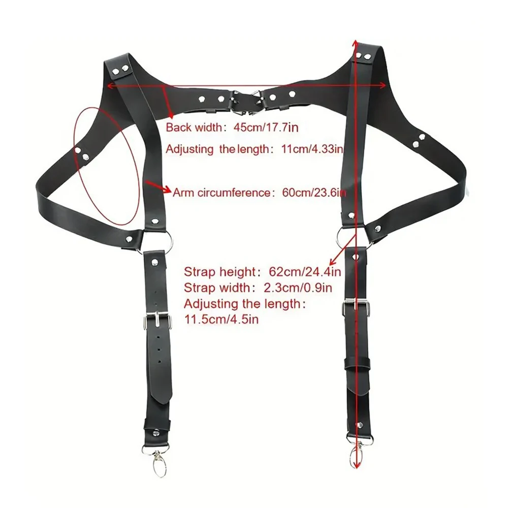 Men\'s Knight Brown PU Leather Suspenders Fashion Suit Shirt Suspenders Belt For Party Club Costume Men Gifts