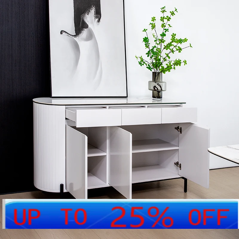 

CX light luxury rock slab dining side cabinet integrated against the wall modern simple living room wall storage cabinet