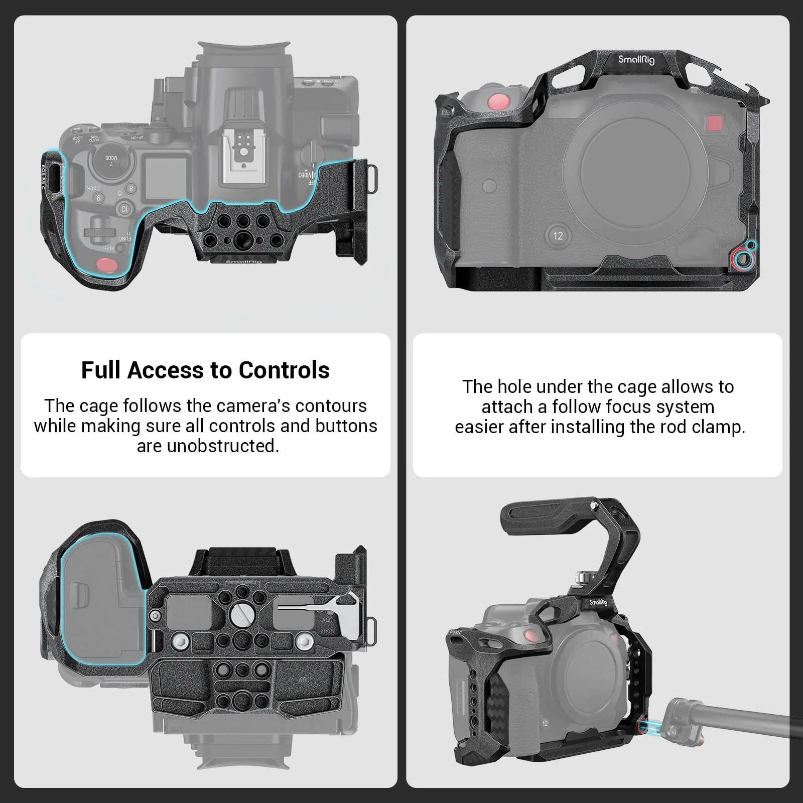 SmallRig “Black Mamba” Handheld Kit for Canon EOS R5 C with Top Handle Extended Baseplate and HDMI & USB-C Cable Clamp 3891