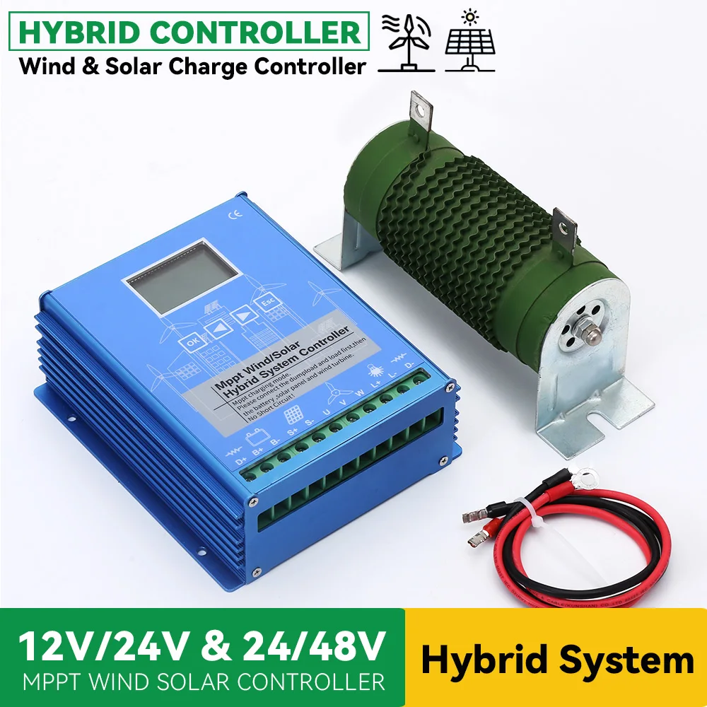 

MPPT Charge Controller Solar & Wind Hybrid System 3000W 6000W 12v 24v 48v Auto Regulator Home Use Solar panel Windmill Generator