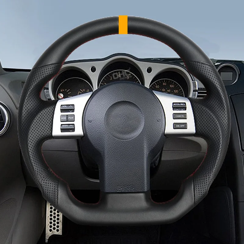 Full Leather Car Steering Wheel, High Quality Durable Interior Accessories Direct Fit Replacement for Nissan 350Z Z33 2003-2009