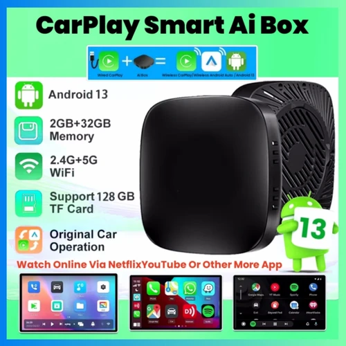 Imagen 1 del producto 2024 Android 13 Carplay Box Android Auto inalámbrico Smart TV Box 2G + 32G sistema inteligente de coche WIFI soporte Netflix YouTube