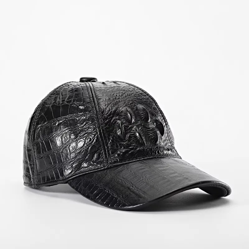 Mode Herren Krokodil Muster Rindsleder Echtes Leder Schirmmütze Außerhalb Casual Sonnenschutz Reise Baseball Kappe Einstellbar – Detail 4