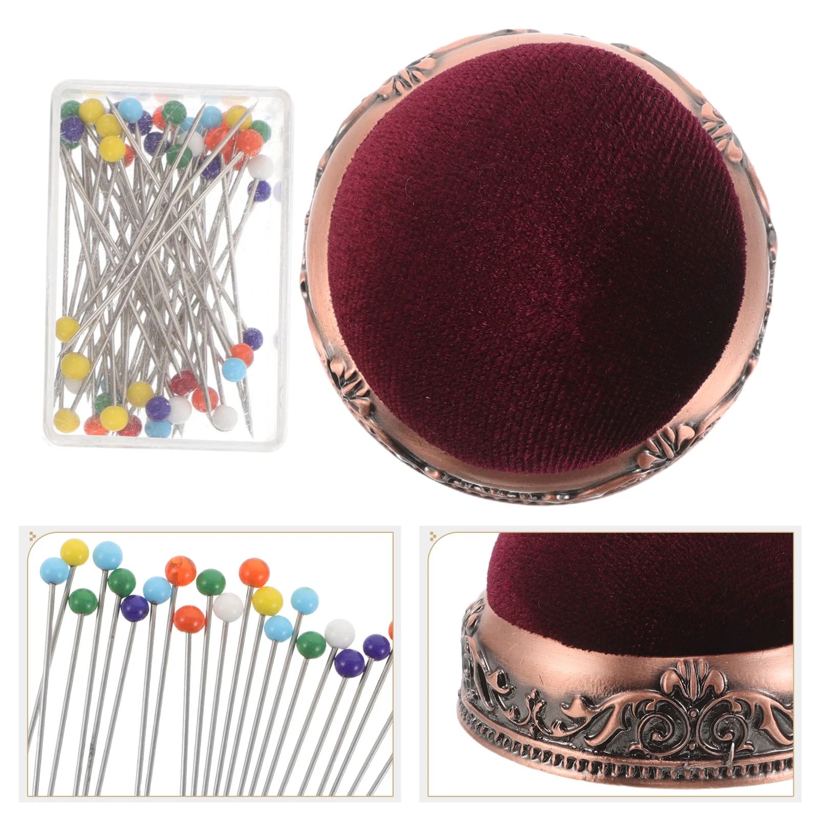 

Vintage Pin Cushion Sewing Needle Holder Embroidery Tool Metal Base Soft Fabric Compact Organizer Portable Stitching Accessory