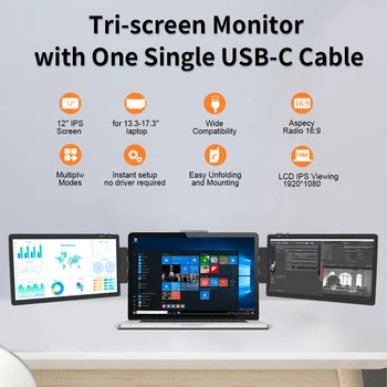 12 Inch Laptop Dual Monitor 1920*1080 HD IPS LCD Dual Monitor Screen Extender Laptops For Macbook Huawei 3
