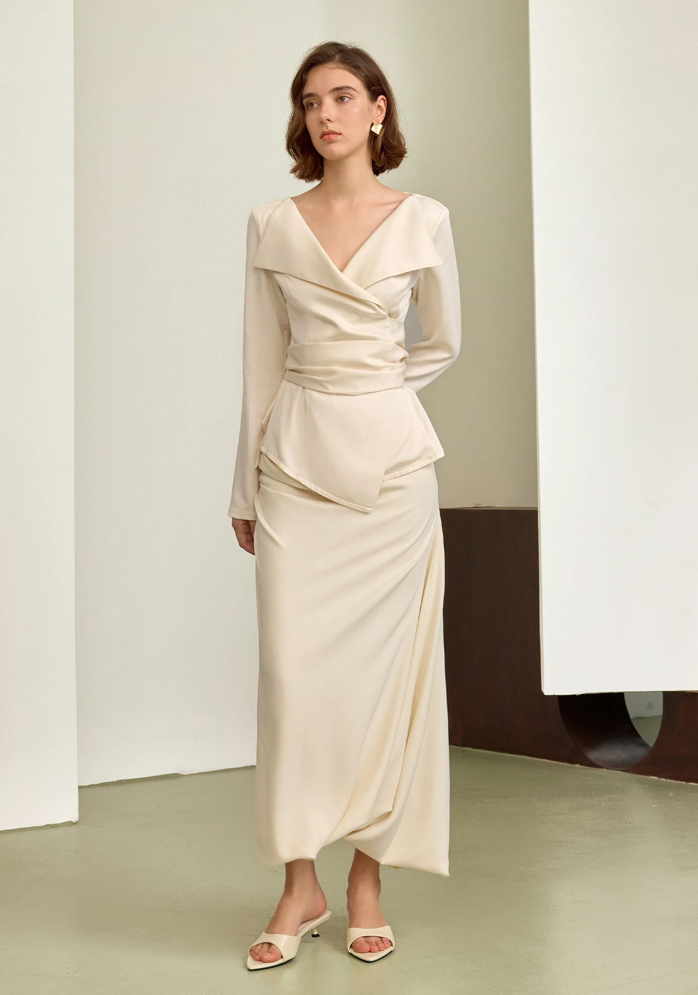 AEL Fashionable Pleated Flower Bud Skirt Midi Gown Women's Stylish A-Line Skirts for Party And Wedding