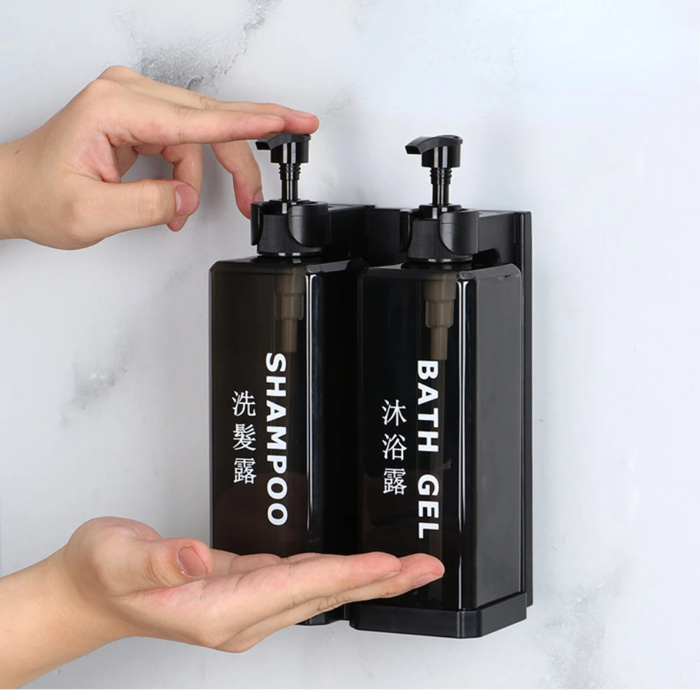 Hotel Shampoo and Shower Gel Separate Bottles Wall Mounted No Punching Hand Sanitizer Boxes Wall Mounted Manual Soap Dispensers