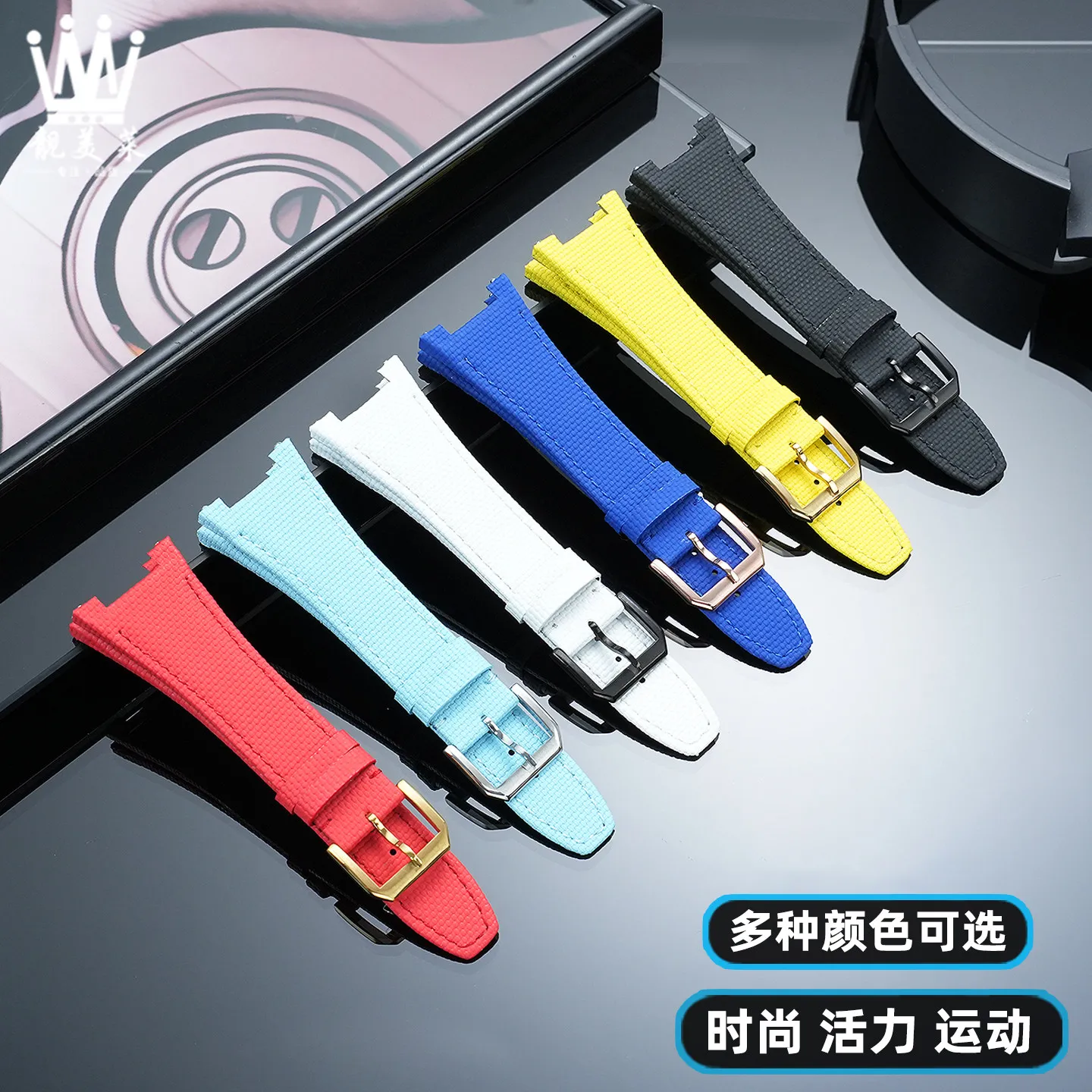 For IWC Engineer Customized Multicolor fluororubber strap IW500501 IW322503 Men's Cowhide Bottom Watch band Steel connectors