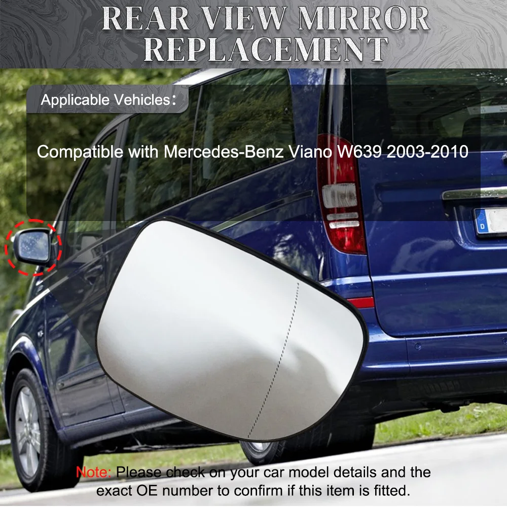 

A0008100919 A0008101019 Heated Door Rear View Mirror Glass for Mercedes-Benz Viano W639 2003-2010