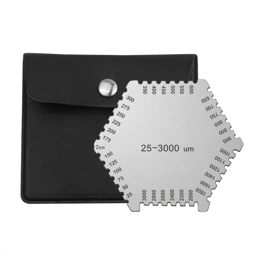 Professional Wet Film Comb Stainless Steel Thickness Gauge for Paint Coating Measuring Tool with PU Leather Case Durable
