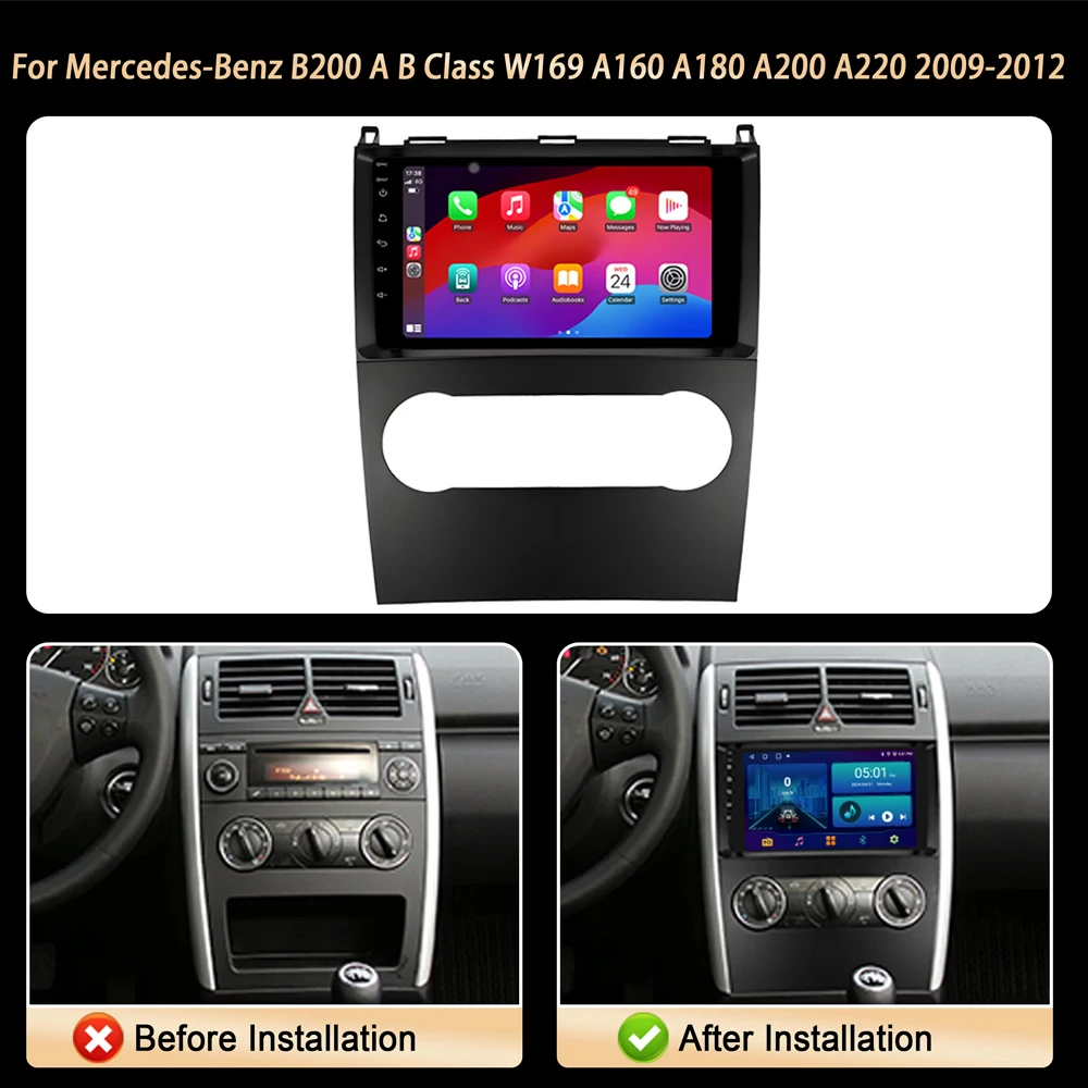 For Mercedes-Benz B200 A B Class W169 A160 A180 A200 A220 2009-2012 Car Radio Carplay GPS Navigation Screen Android Auto 5G Wifi