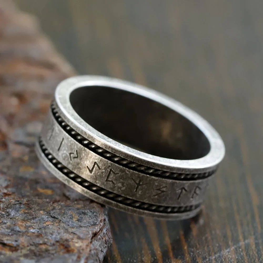 2024 New Creative  316L Stainless Steel Viking chain rune Ring For Men Fashion retro Amulet fashion Jewelry Gift free shipping