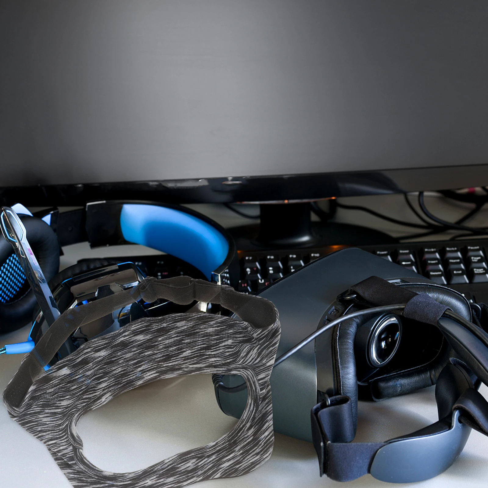 

Vr Eye Mask Cover Breathable Sweat Band for Vr Headset Adjustable Lightweight Comfortable Wear Quick-Drying Eye Mask Cover