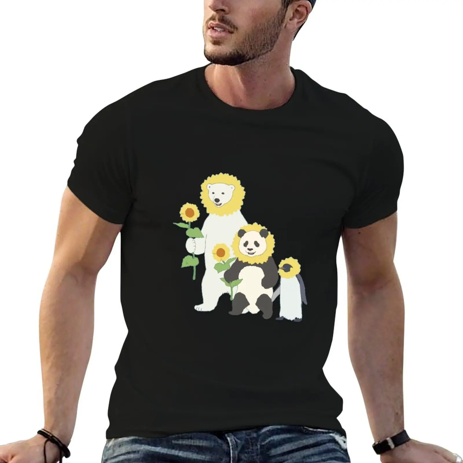 

Shirokuma Cafe - Panda, Penguin, Polar Bear: Sunflower Edition T-Shirt anime mens graphic t-shirts hip hop