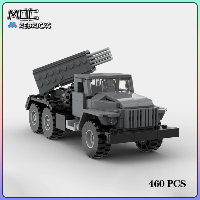 Military Equipment BM-21 Grad 122mm Self-propelled Artillery MOC Building Block Model Assemble Kit DIY Display Child Toys Gifts