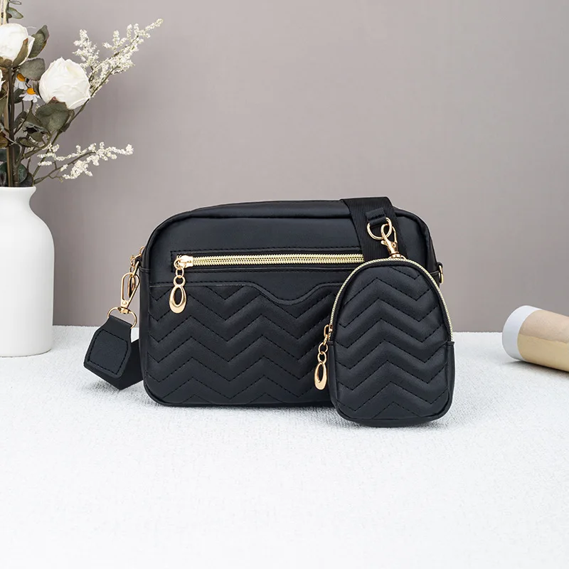 

Женская стеганая сумка через плечо, минималистичный повседневный кошелек на плечо с мини-мешочком для монет