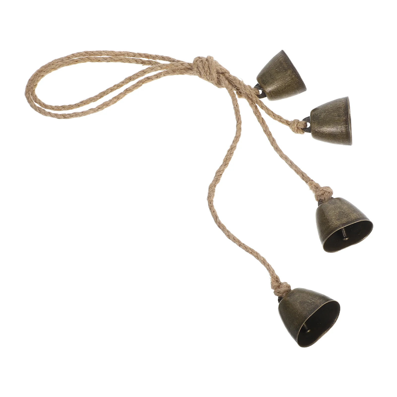 

Farmhouse Style Metal Wind Chime Rustic Cowbell Design with Natural Jute Rope for Patio Study Children Room Cozy Home Ambiance