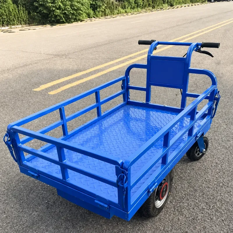 Electric Four Wheel Folding Trolley Flatbed Truck Warehouse Construction Site Transport Vehicle Heavy Duty Load Carrier