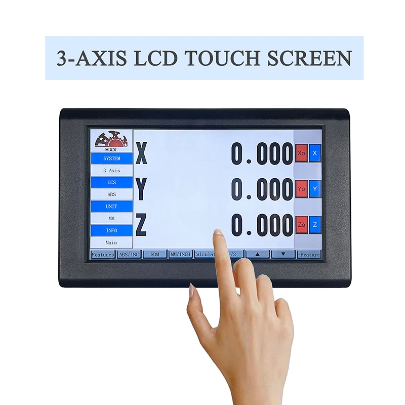 15 Languages GCS910 3 Axis LCD DRO Touch Screen Digital Readout DRO and Optical Ruler Linear Scale Encoder for Lathe Millilling