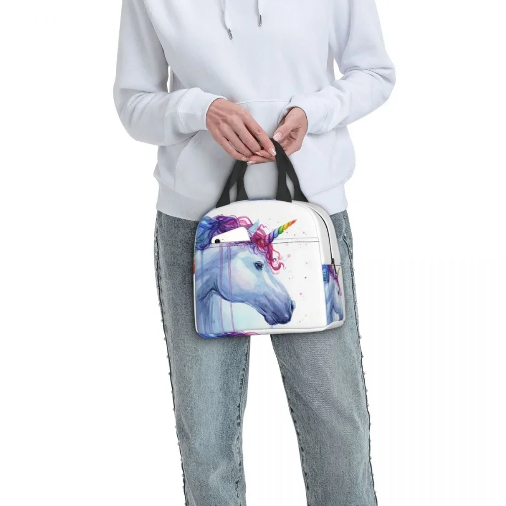 Cartoon Rainbow Unicorn Lunch Bag Women Cooler Thermal Insulated Lunch Box for Kids School Children Work Picnic Food Tote Bags image 6