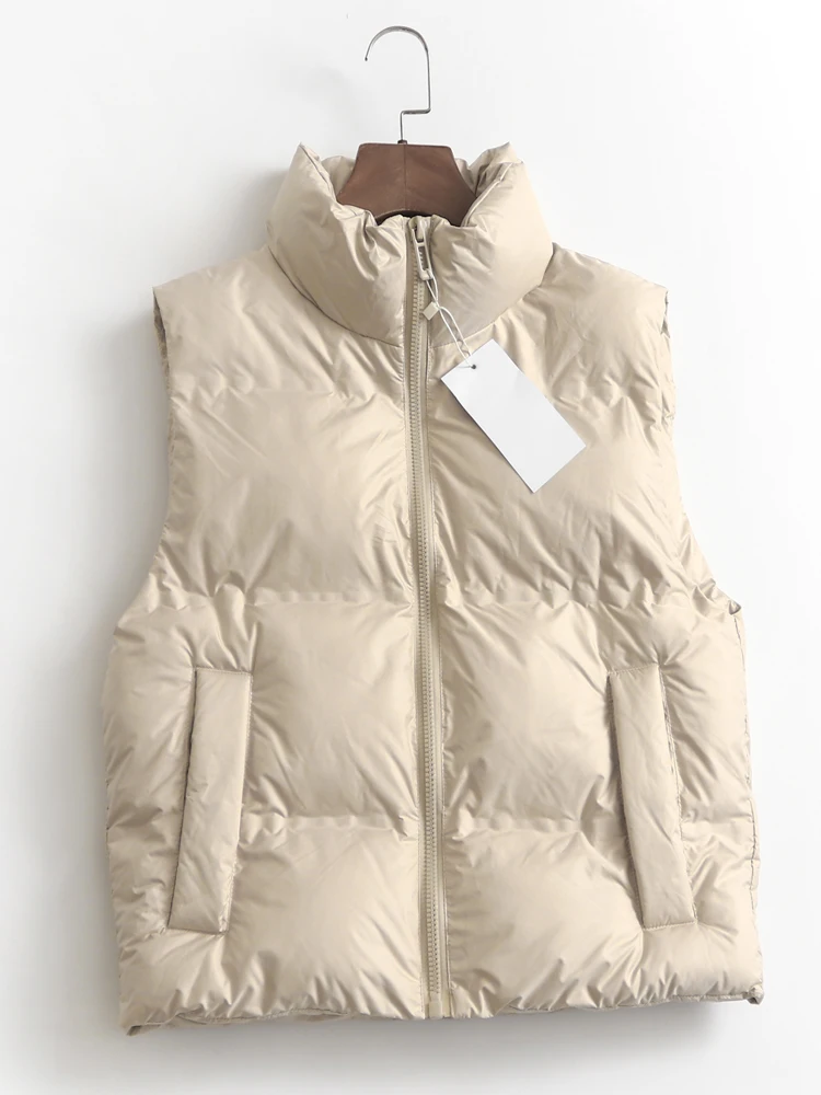 Fashionable Pure Color Sleeveless Jacket H033 Women's Vest Outerwear Zipper Closure Versatile Spring 2023 Simple Design