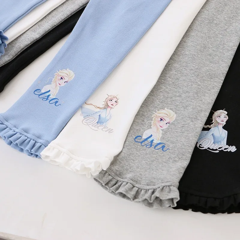 Pantalones de algodón para niña, mallas de dibujos animados de Disney, de alta calidad, de Frozen, Anna, Elsa, rosa y azul, de 2 a 8 años, para otoño