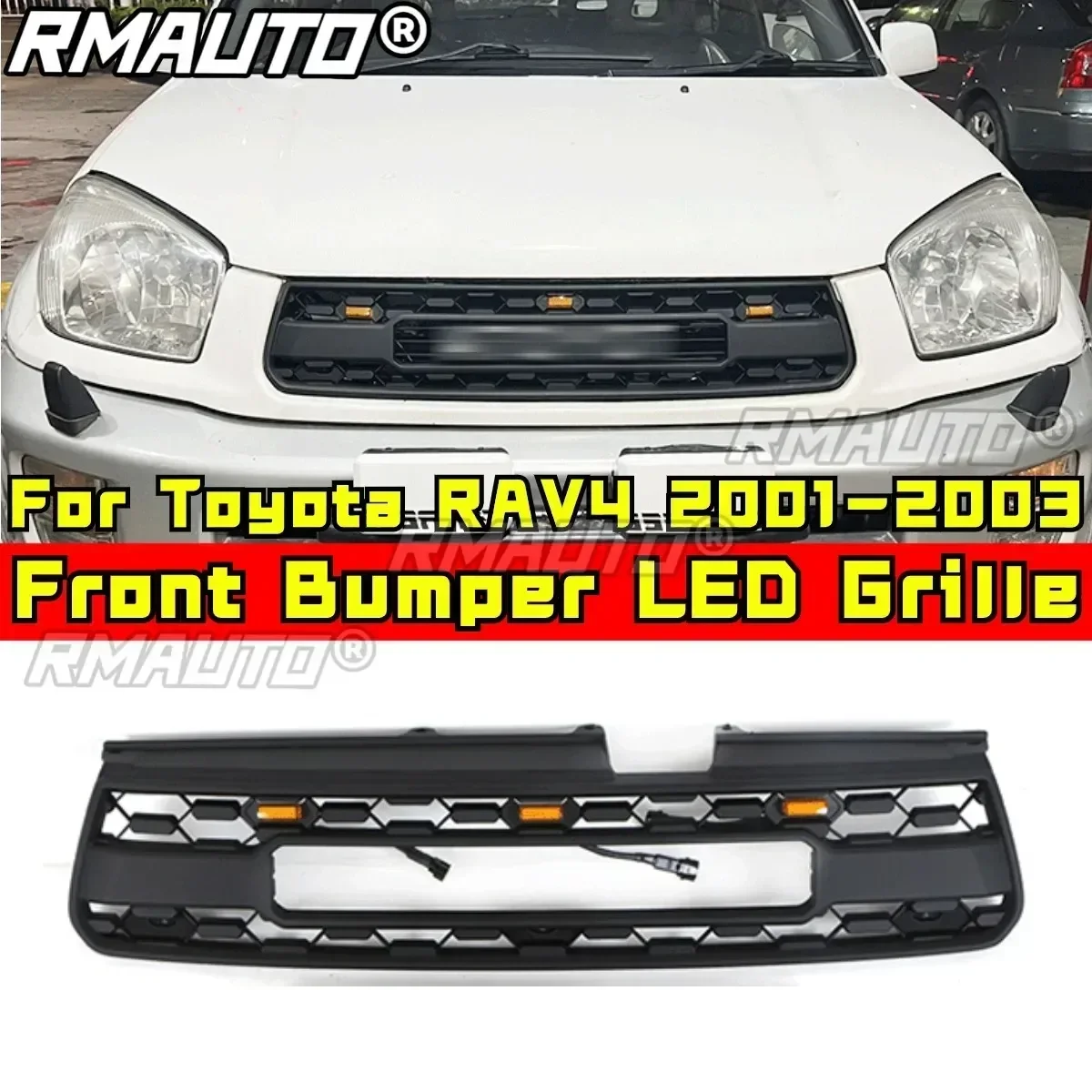 

Bumper Grill For Toyota RAV4 2001-2003 Car Front Bumper Racing Grille Body Kit ABS Plastic Front Bumper Grille Car Accessories