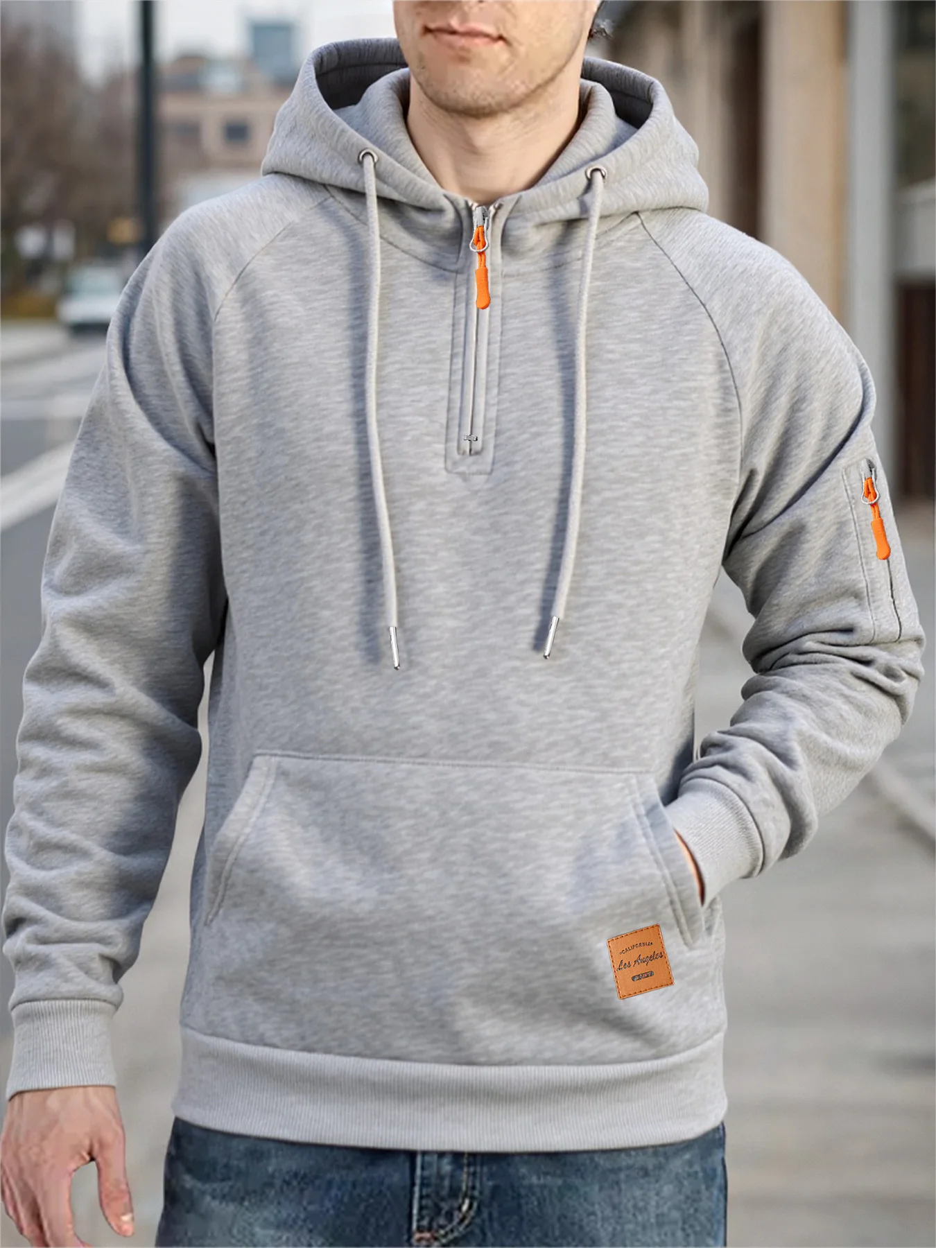 جديد 2025 سترة رجالية بغطاء للرأس للخريف سترة رياضية غير رسمية بقلنسوة ريترو هاراجوكو بأكمام طويلة نصف سحاب ملابس خروج فضفاضة متعددة الجيوب #5