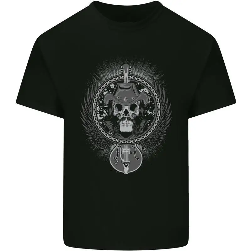 Vaquero Calavera Guitarra País Música Hombre Luz Camiseta Algodón T shirt