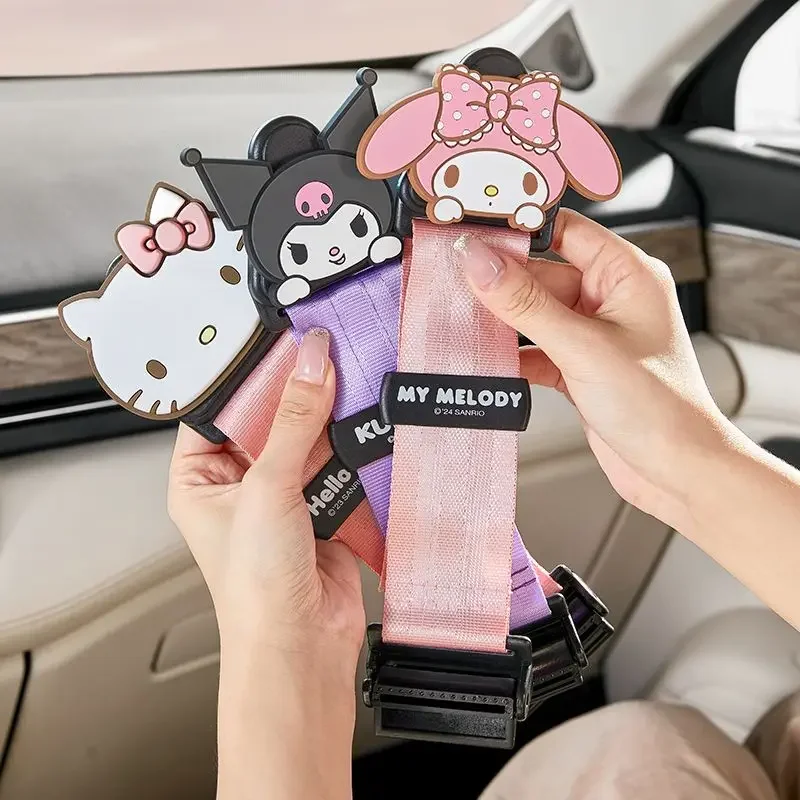 

Sanrio Anime Figure Hello Kitty Kuromi Car Seat Belt Limiter Child Safety Belt Holder Adjustable Length Universal Convenient New