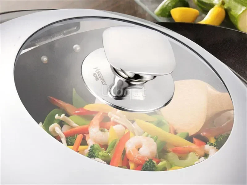 24-38cm Frying Pans lid Wok Pan Lids Stainless Steel Pot Lid General Pan Kitchen Glass Lid Tempered Frying Pan stove cover