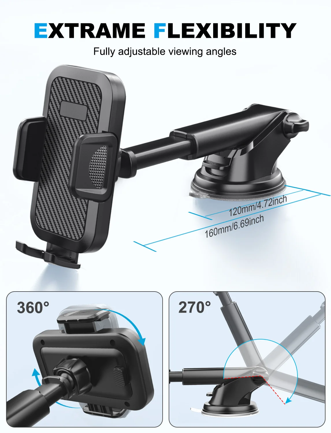 

360° Rotation Sucker Windshield Suction Cup Holder For Tesla Model 3 Dashboard Gravity Car Phone Holder Navigation Vehicle cradl
