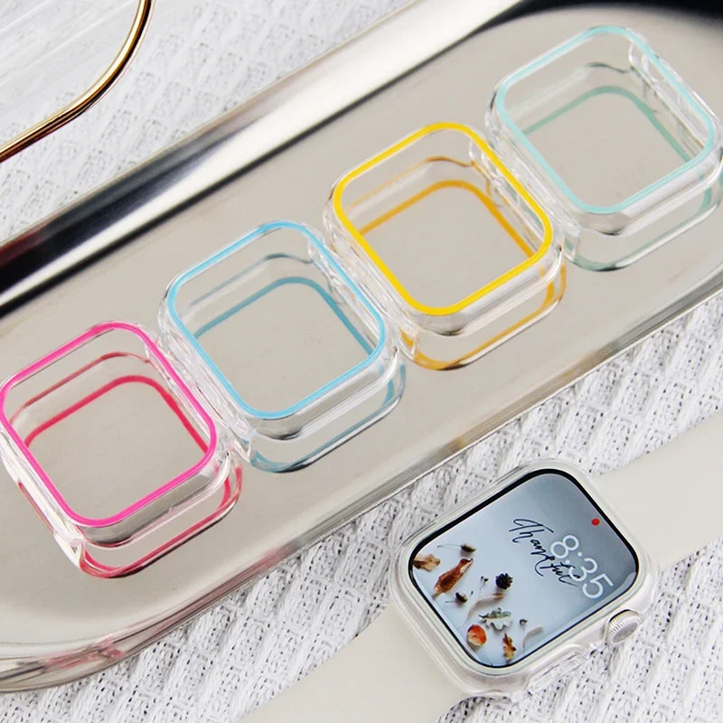 Luminous Cover for Apple Watch band 49mm 45mm 41mm 44mm 40mm Transparent Hard PC Bumper For iwatch series ultra 9 8 7 6 SE 5 4