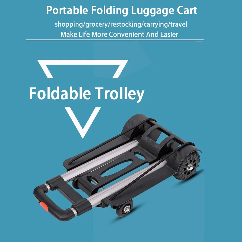 50kg Heavy Duty Foldable 카트 Folding Cart 폴딩카트 Trolley Folding Cart with Wheels Luggage Shopping Cart Portable Portable Wagon