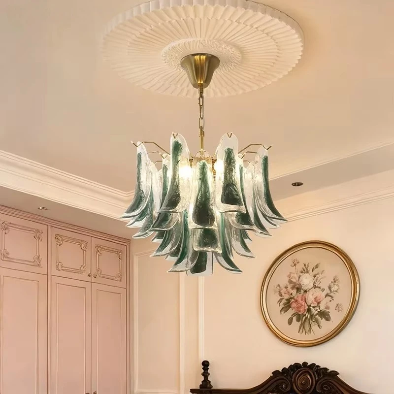 Luxury Green Murano Glass Chandelier For Foyer Dining Room Mulit Tier Colorful Glass Hanging Lamp For Living Room Kitchen Table