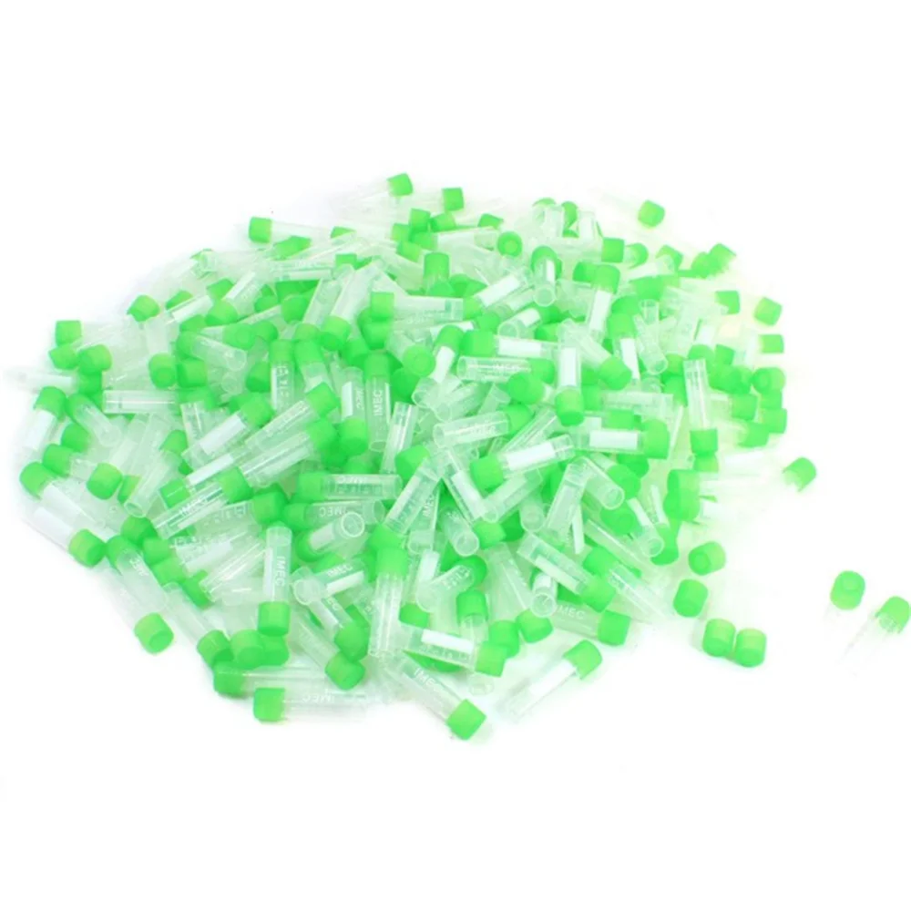 1.8ml Graduated Polypropylene Vial Tube Sample Container Green Screw Caps 500Pcs