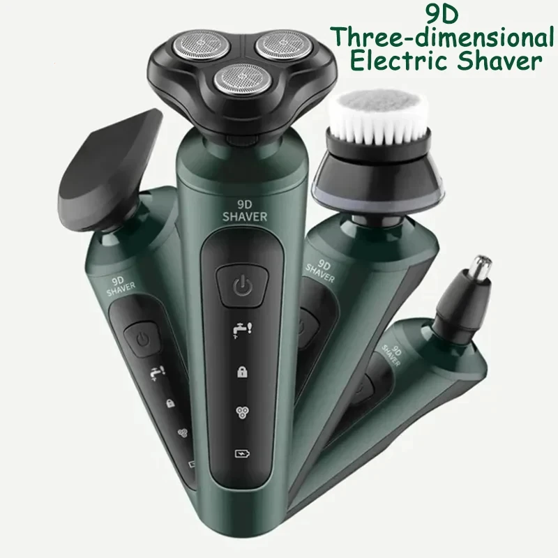 Electric Shavers Men Waterproof Wet Dry Use Electric Trimmer Razor Rechargeable Battery Rotary Shavers Machine Shaving