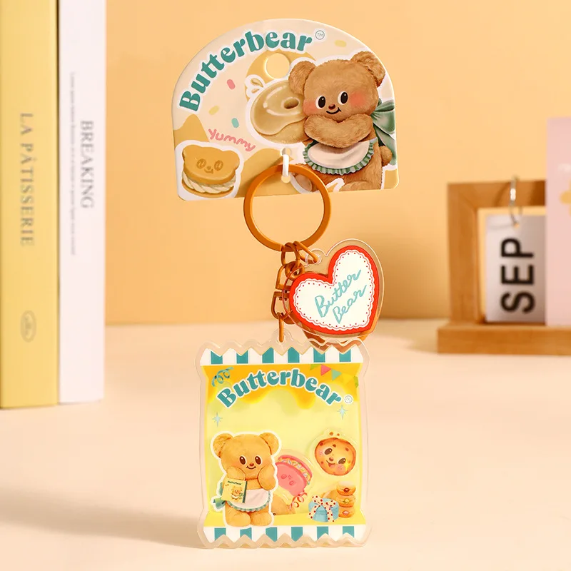 Kawaii Butterbear Oil Glitter Quicksand Keychain Cute Five-Pointed