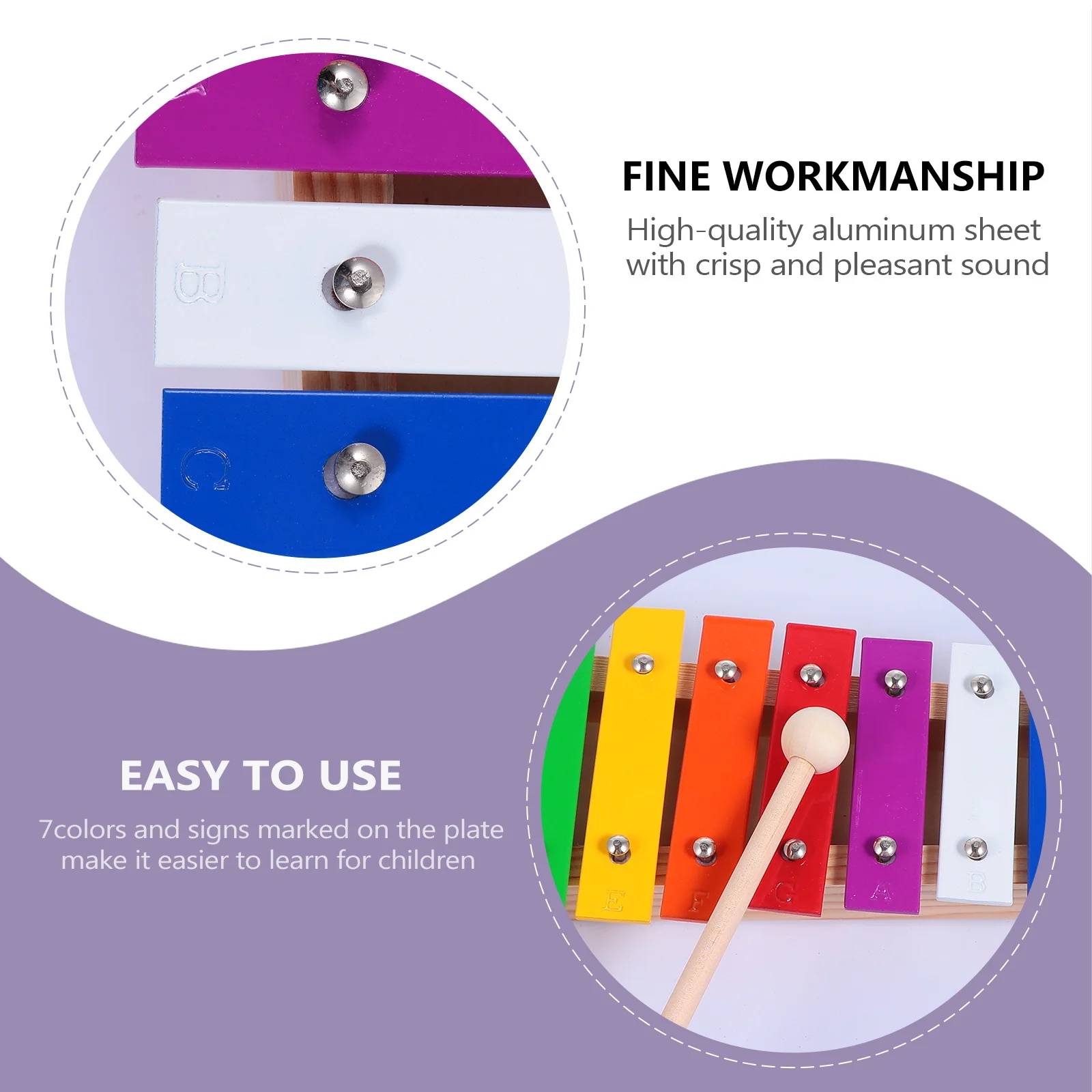 

15 Keys Aluminum Plate Xylophone Toddler Glockenspiel Musical Educational Toys Kids Instruments Safe Durable 7 Colors Signs Hand