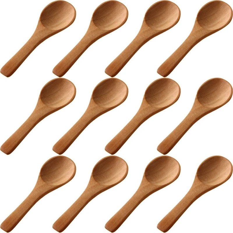 

200X Small Wooden Spoons Mini Nature Spoons Wood Honey Teaspoon Cooking Condiments Spoons For Kitchen (Light Brown)