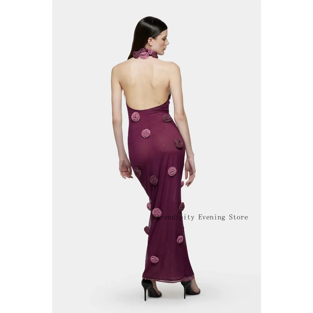Customized 3D Flowers Halter Mother of Birde Dresses 2026 for Women Wedding Elegant Evening Dress Long Column Prom Party Gowns