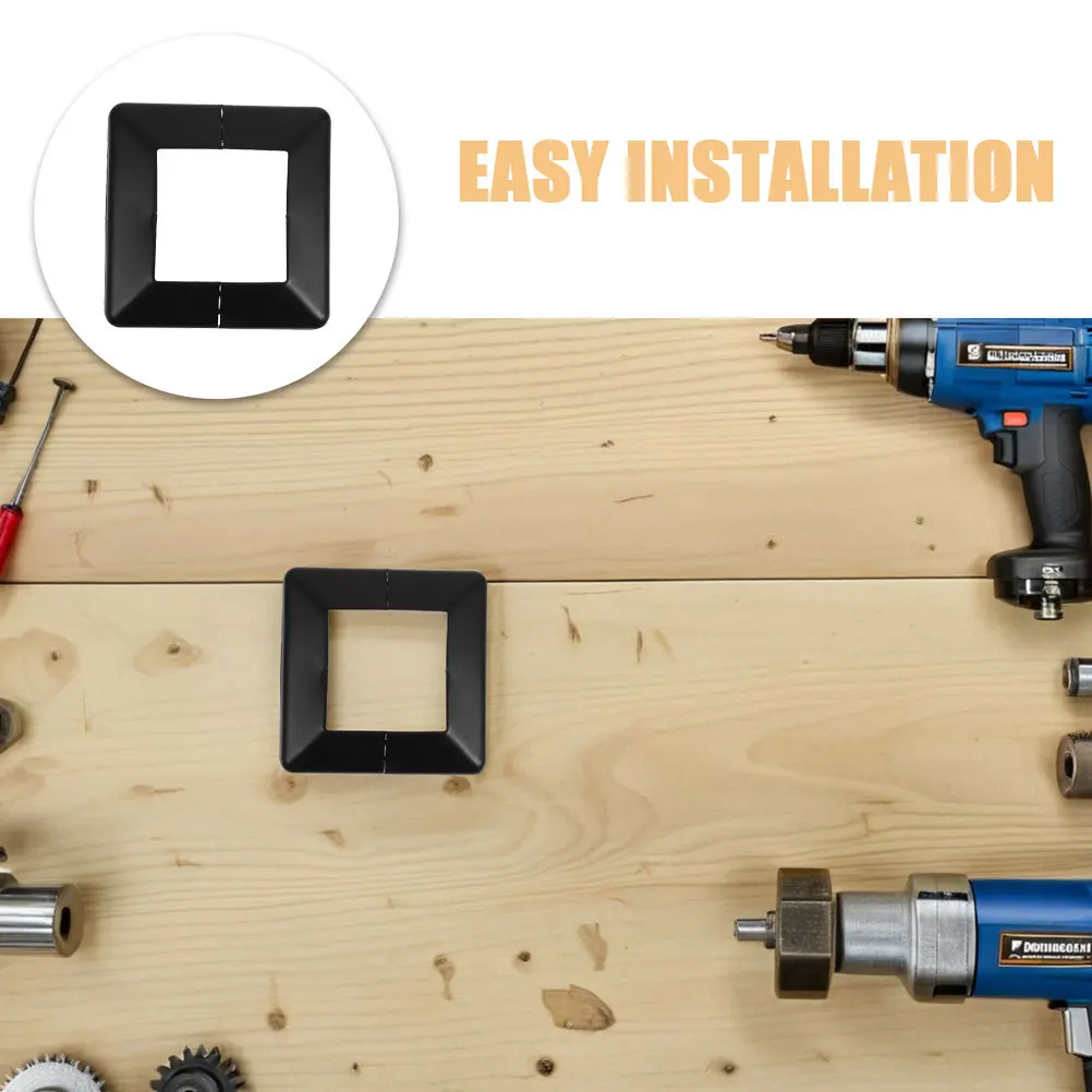 6Pcs 8x8cm Black Post Skirts Plastic for Deck Porch Railing Uv Resistant Easy to Install Hide Screws Plastic Post Base Cover